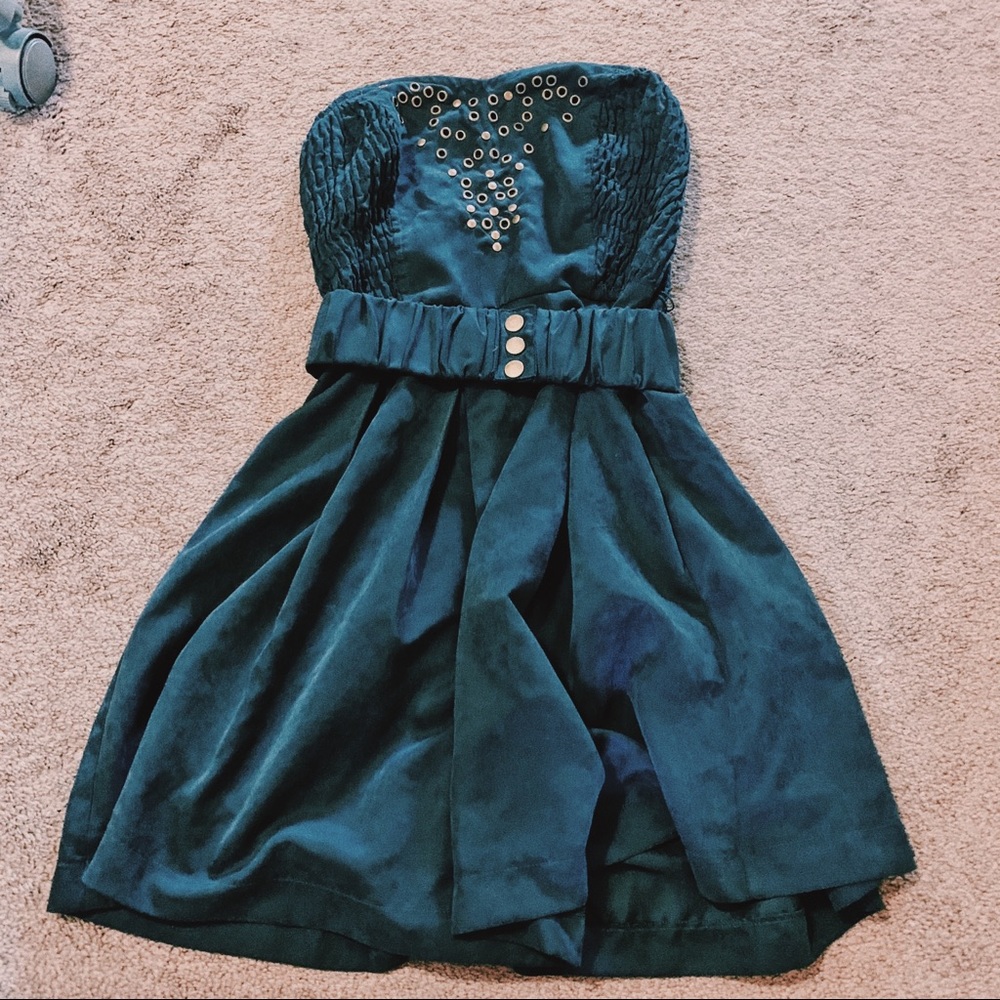 Blue Strapless Mini Dress
